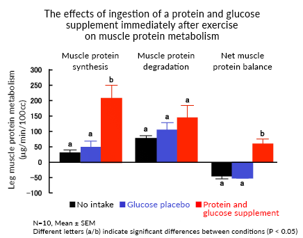 The effects of ingestion of a protein and glucose supplement immediately after exercise on muscle protein metabolism