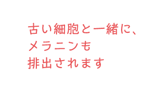 古い細胞と一緒に、メラニンも排出されます