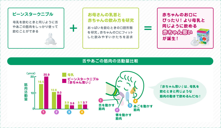 舌やあごの筋肉の活動量比較