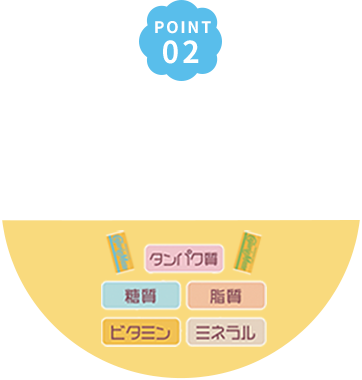 POINT02 タンパク質　糖質　脂質　ビタミン　ミネラル