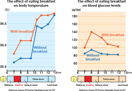 The effect of eating breakfast on body temperature / The effect of eating breakfast on blood glucose levels