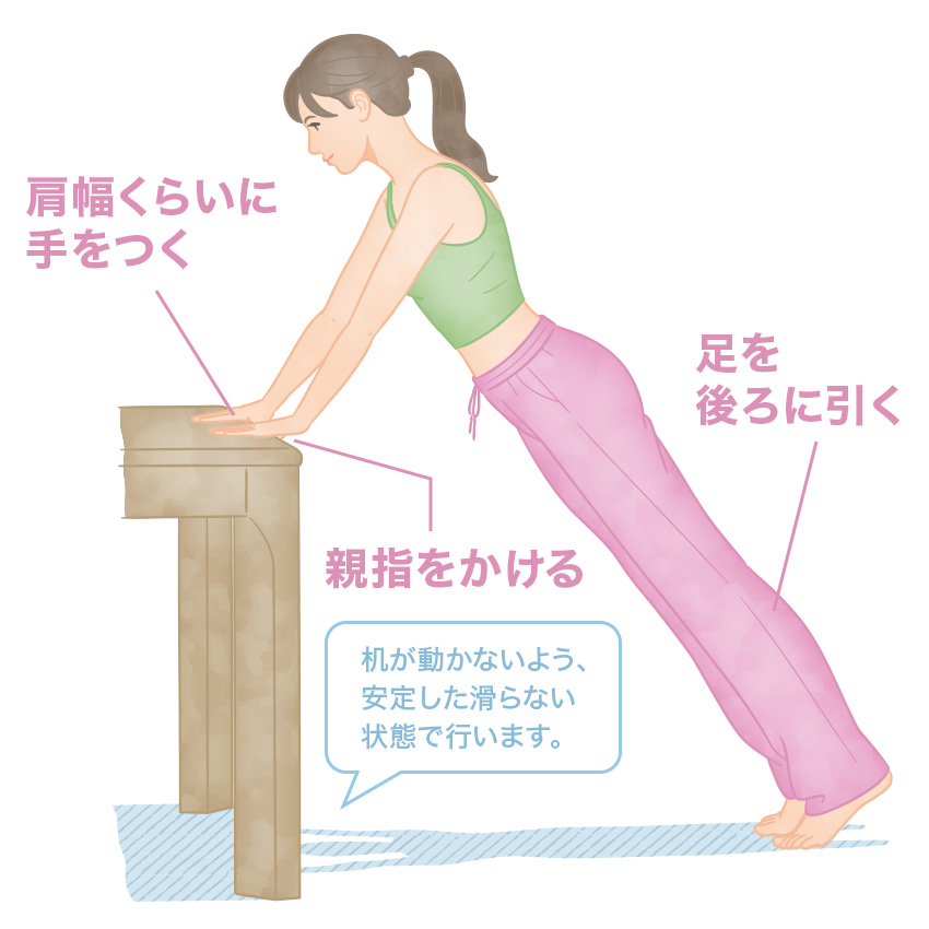 【メリハリのある上半身のための筋トレ①】 机で腕立て伏せ/筋肉先生・谷本道哉さんの【1回1分美筋トレ】美しい私への道