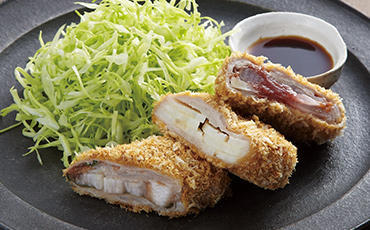 豚カツミルフィーユ3種 -大葉長芋・れんこんチーズ・梅玉ねぎ-
