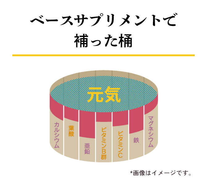 ベースサプリメントで 補った桶
