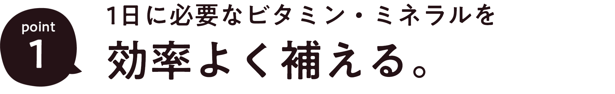 POINT 1. 1日に必要なビタミン・ミネラルを 効率よく補える。