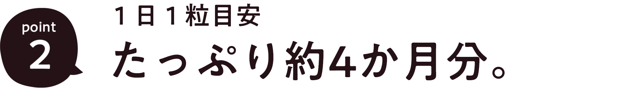 POINT 2. 1日1粒目安 たっぷり約4か月分。