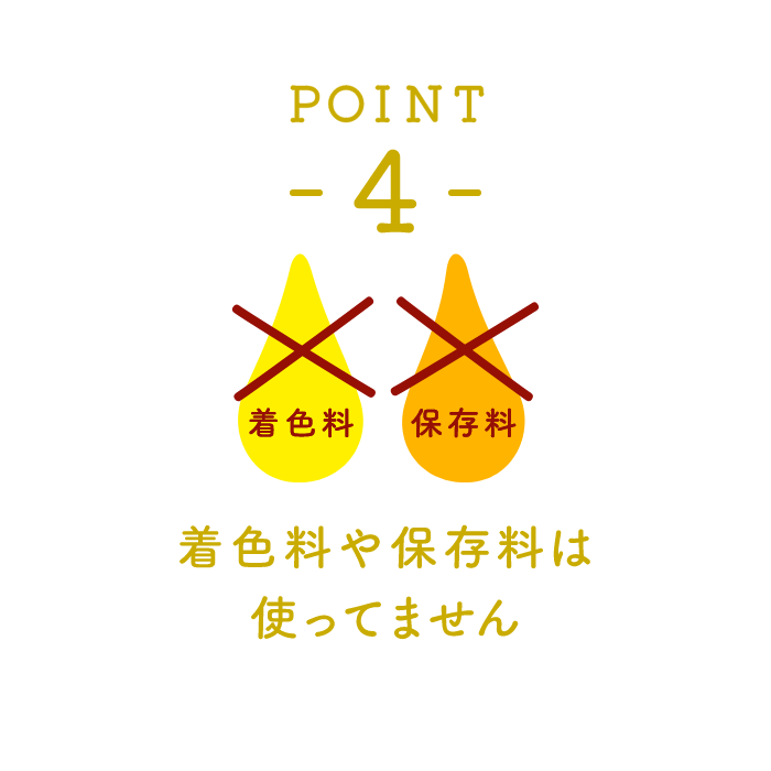 POINT 4 着色料や保存料は使ってません