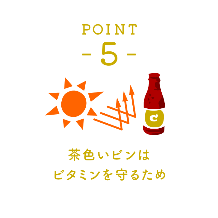 POINT 5 茶色いビンはビタミンを守るため