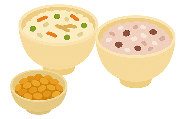 大豆、混ぜご飯、雑穀米のイラスト