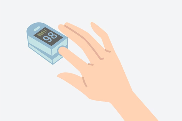 パルスオキシメーターで酸素飽和度を計測しているイメージ
